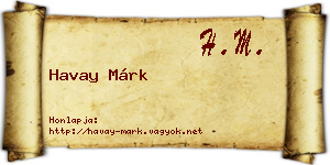 Havay Márk névjegykártya